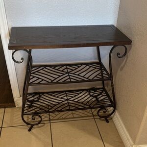 Elegant Brown Metal and Wood Console Table